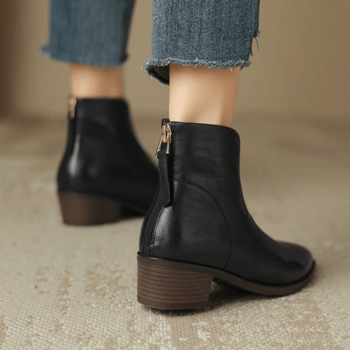 Barbara | Luxury Low-Heel Suede Booties
