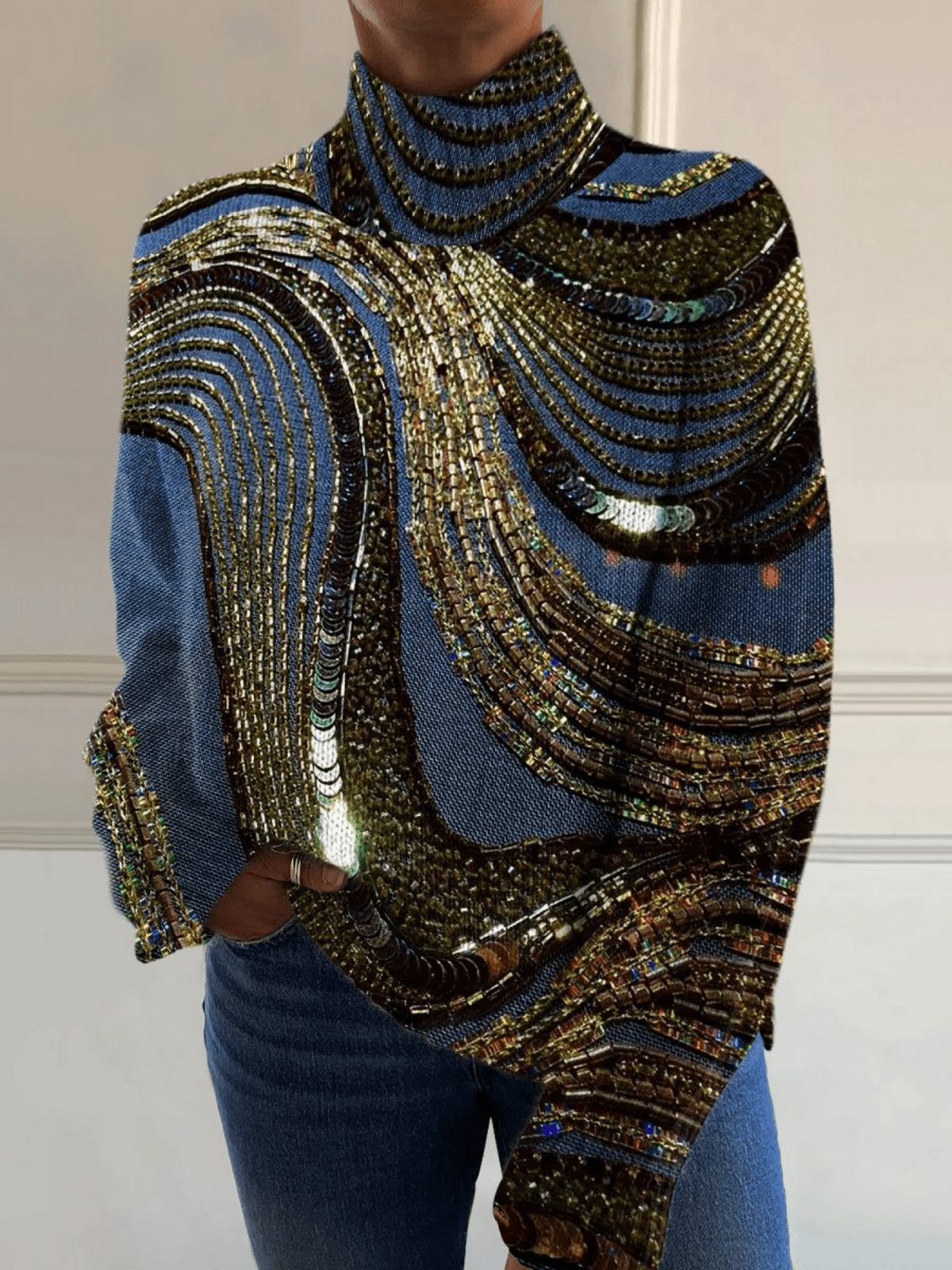 Ivory Christmas Knit Turtleneck Sweater