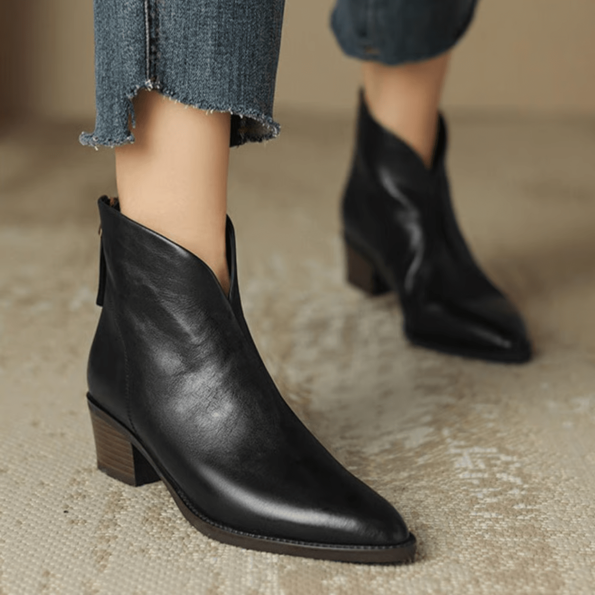 Barbara | Luxury Low-Heel Suede Booties