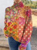 Floral Polka Dot Knitted Sweater