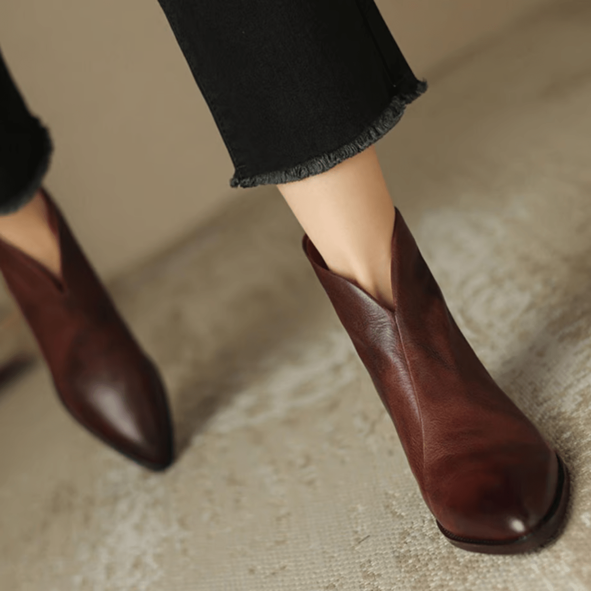 Barbara | Luxury Low-Heel Suede Booties