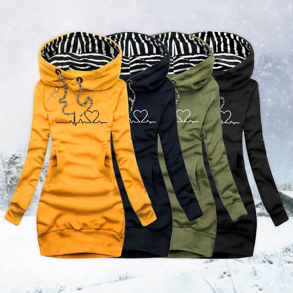 Adèle | Sweater Dress with Heartbeat Print