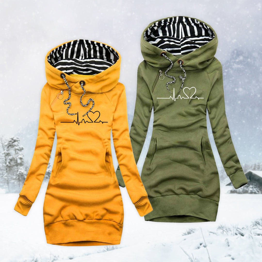 Adèle | Sweater Dress with Heartbeat Print