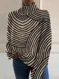 Hand-Drawn Line Knit Turtleneck Sweater