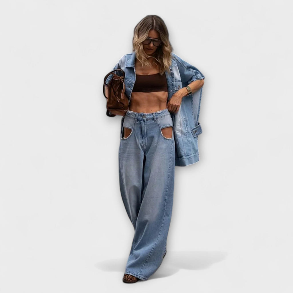 Blair - Loose-Fitting Sleeveless Denim Set