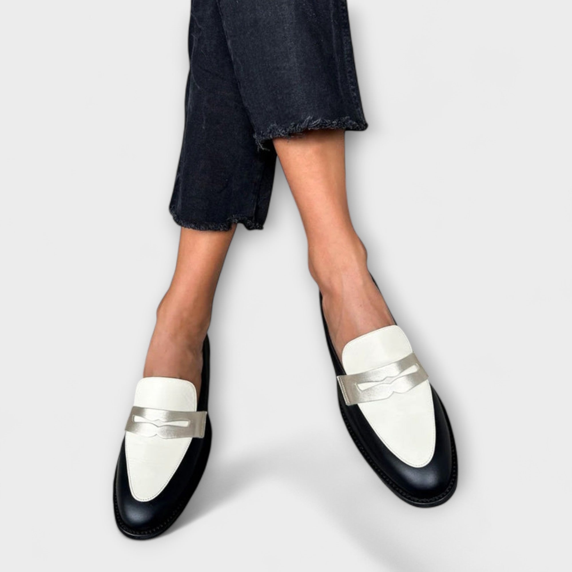 Elena | Shimmering Black Moccasins