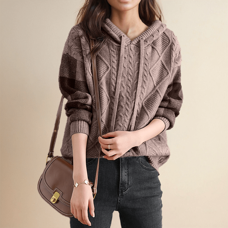 Emily | Cable Knit Hoodie Sweater